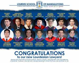 Contratulations to our new Lourdesian Lawyers