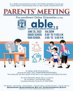 Parent's Meeting Pre Enrolment Online Orientation on the Able 2.0