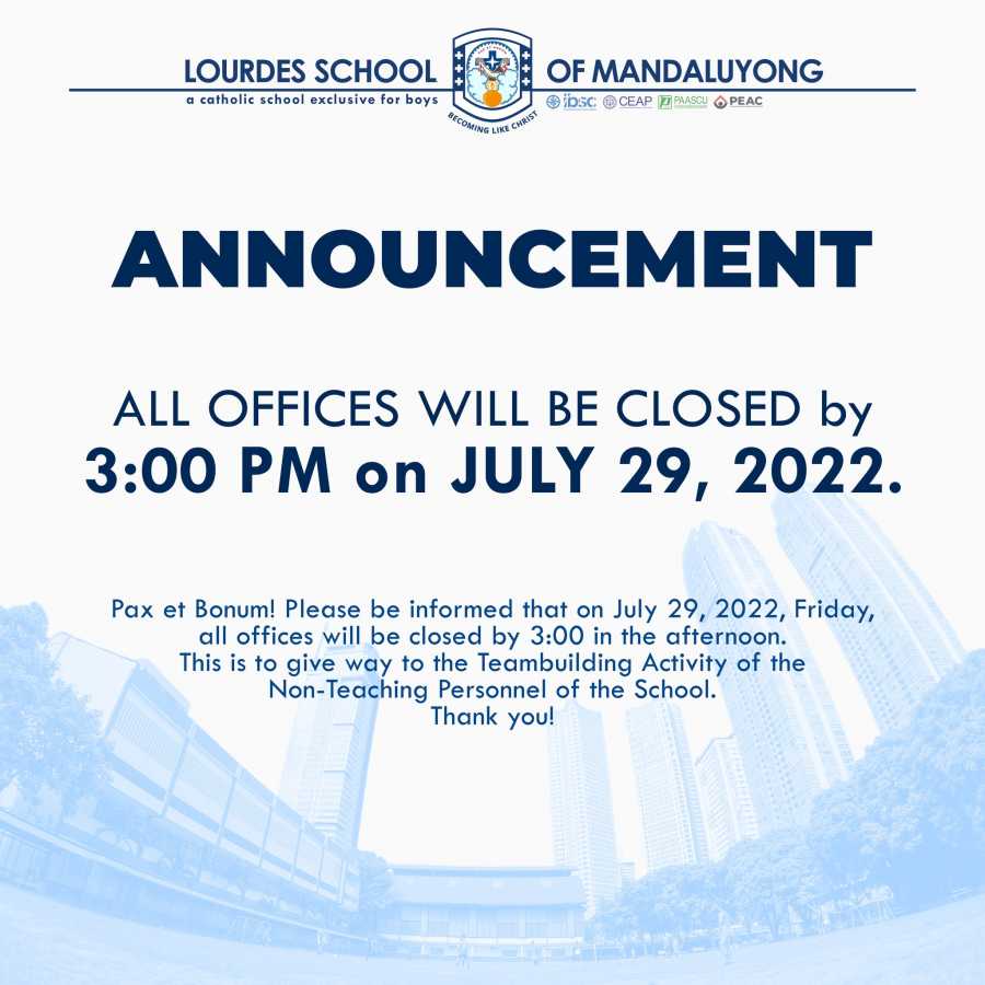 Announcement - All Offices Will be Closed