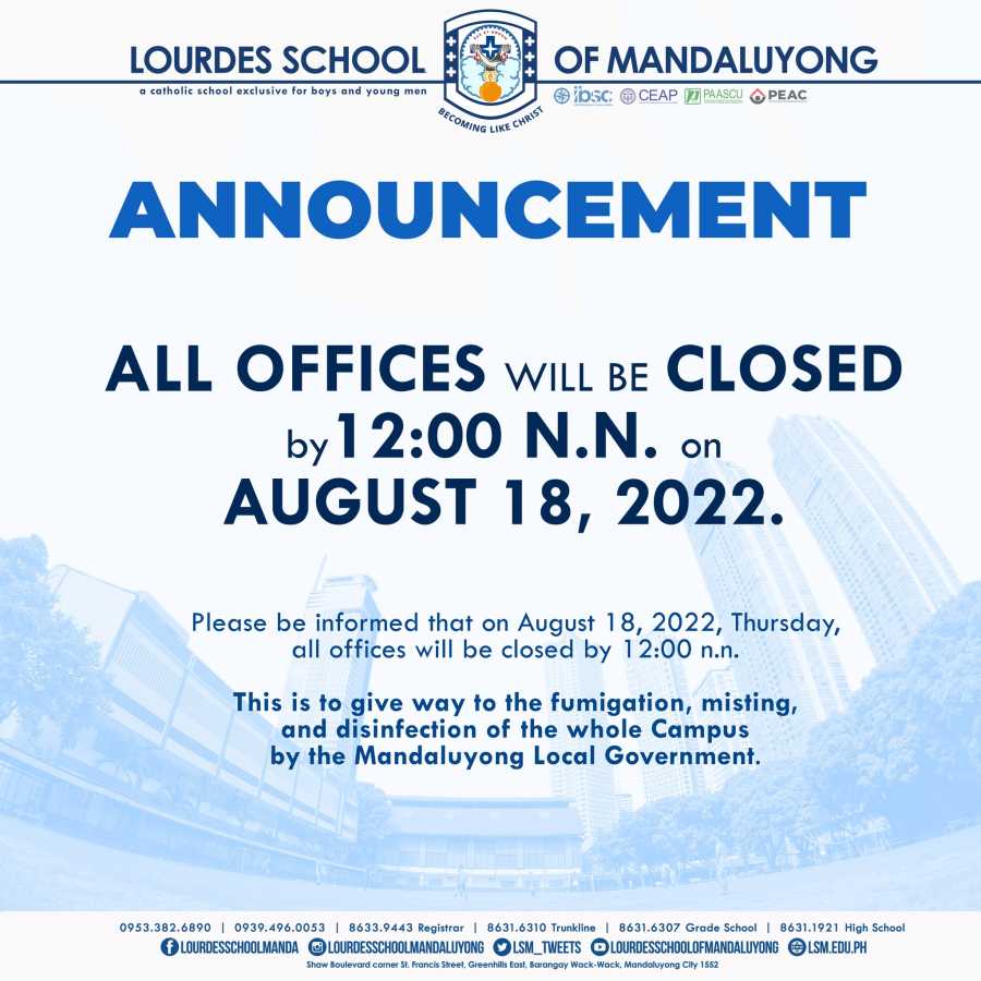 Announcement - All offices will be Closed by 12 N.N on August 18 2022